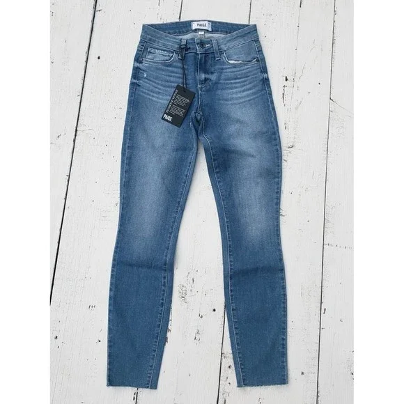 PAIGE Women's Verdugo Transcend Vintage Ankle Jeans - Mid Rise, Raw Hem, Ultra Skinny Fit